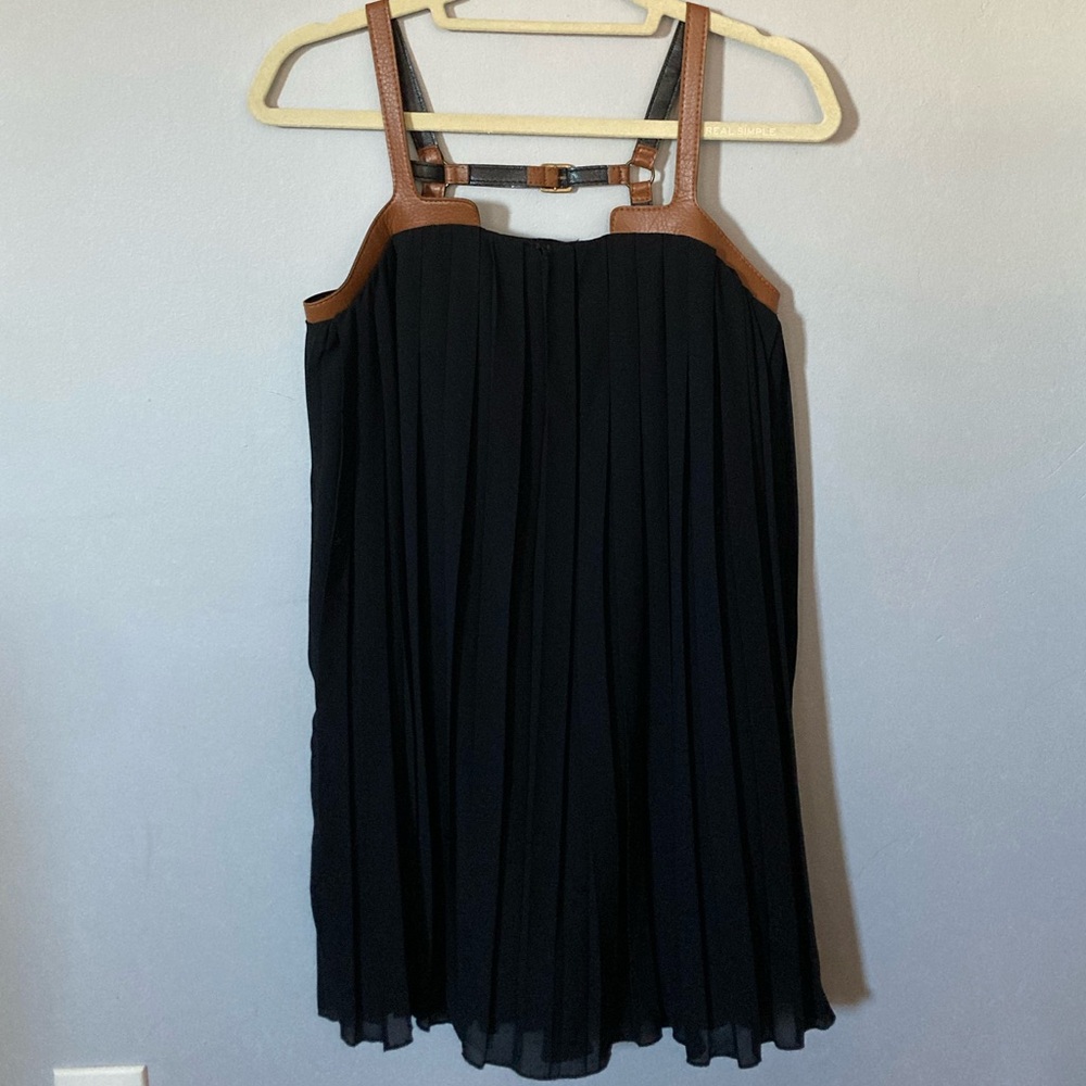 Xtaren Black Dress with Brown Straps